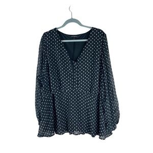 Lane Bryant Black & White Polka Dot Blouse size 22